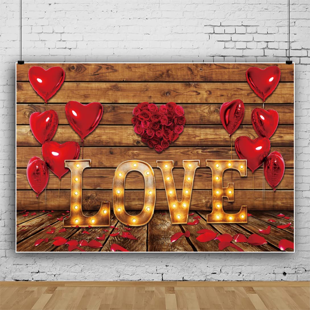 Amazon | Qinunipoto 背景布 LOVE バレンタイン 誕生日 ハート型風船と